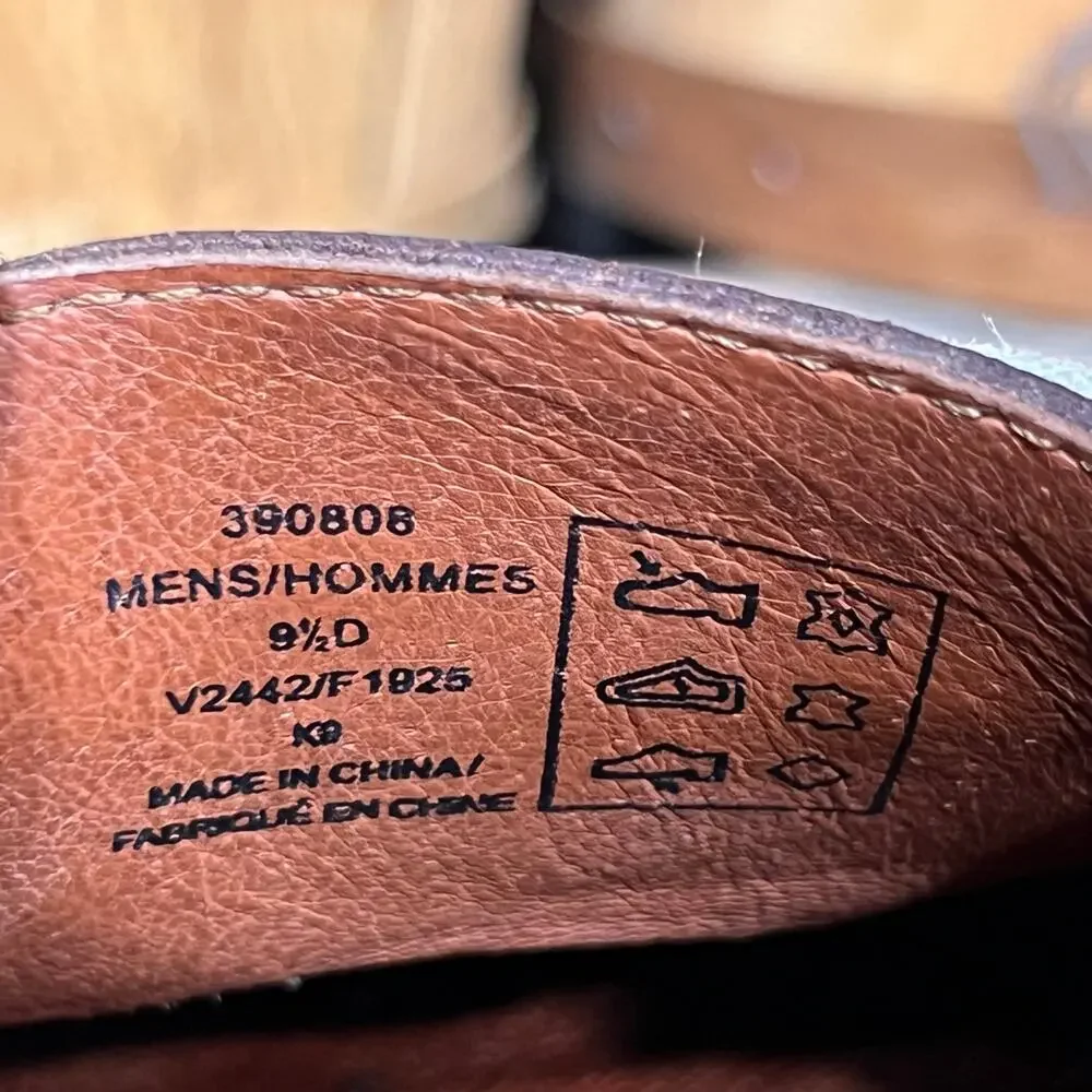 Lands' End Mainstay 2-Eye A/O Brown Leather Lace-Up Boat Shoes Mens Size 9.5 D